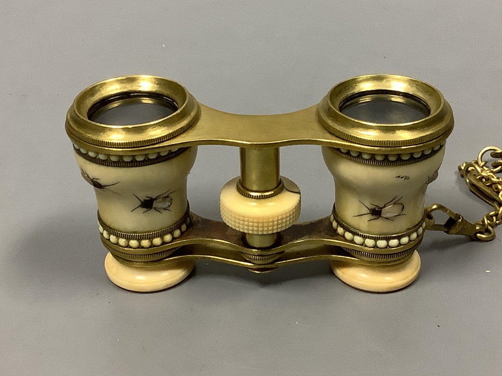 A pair of 19th century Japanese shibayama opera glasses, signed